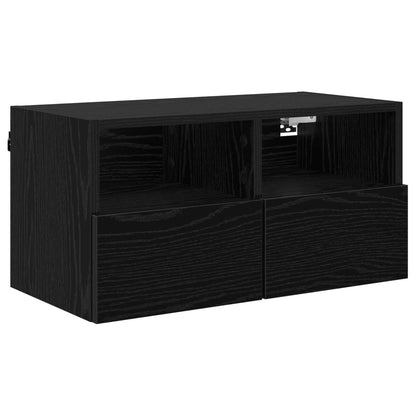 TV Veggskap 2 pcs Svart Eik 60 x 30 x 30 cm Konstruert tre