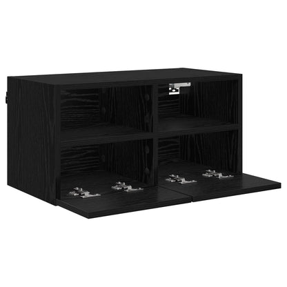 TV Veggskap 2 pcs Svart Eik 60 x 30 x 30 cm Konstruert tre