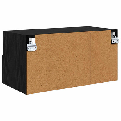 TV Veggskap 2 pcs Svart Eik 60 x 30 x 30 cm Konstruert tre