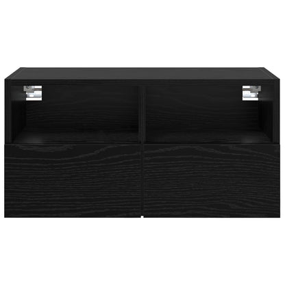 TV Veggskap 2 pcs Svart Eik 60 x 30 x 30 cm Konstruert tre