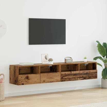 TV Veggskap 2 pcs Gamle tre 80 x 30 x 30 cm Konstruert tre