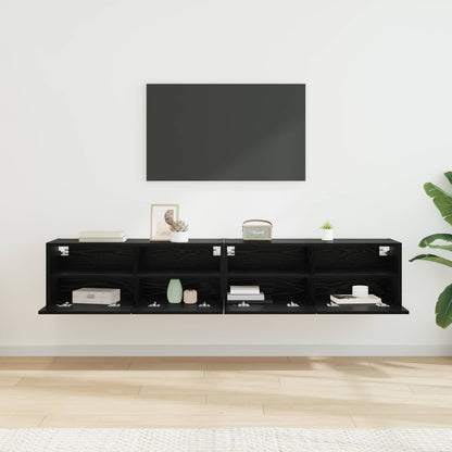 TV Veggskap 2 pcs Svart Eik 80 x 30 x 30 cm Konstruert tre