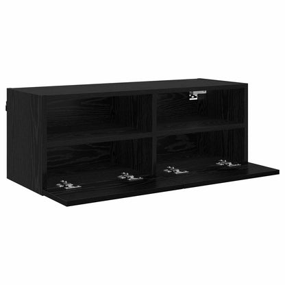 TV Veggskap 2 pcs Svart Eik 80 x 30 x 30 cm Konstruert tre
