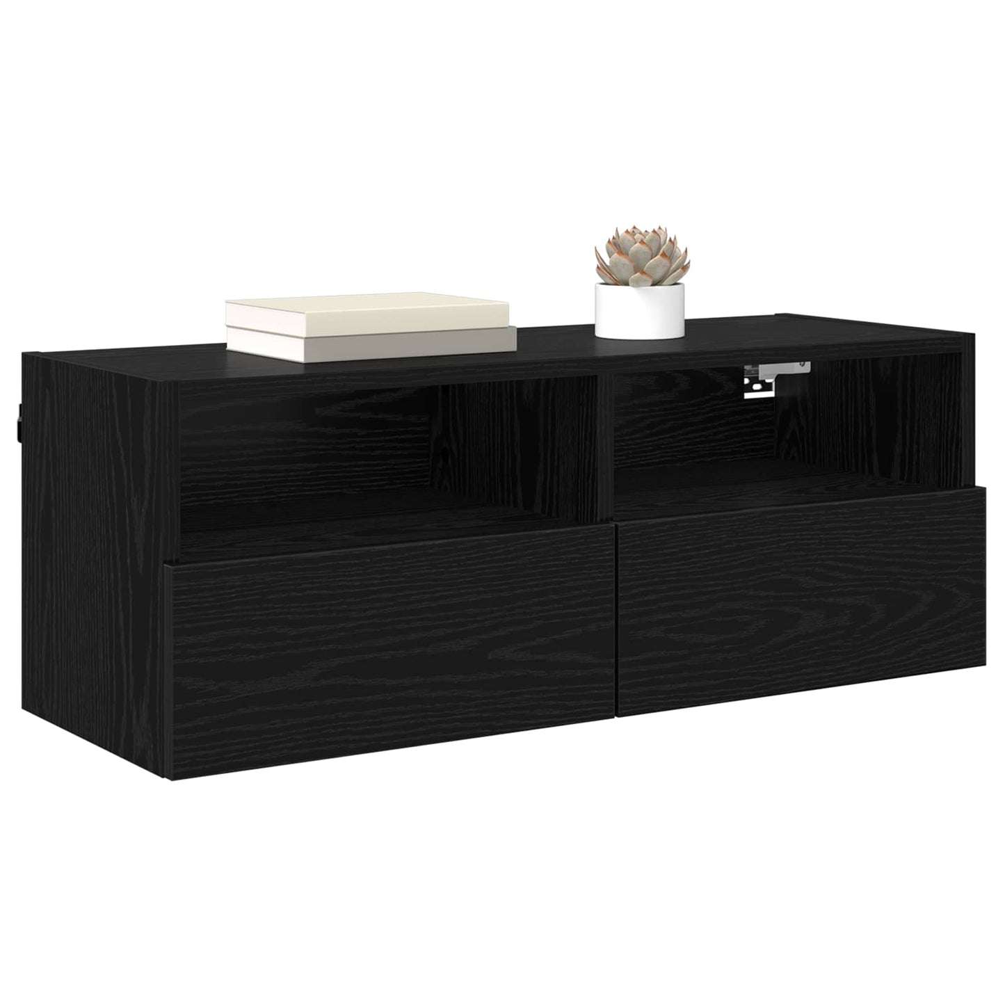 TV Veggskap 2 pcs Svart Eik 80 x 30 x 30 cm Konstruert tre