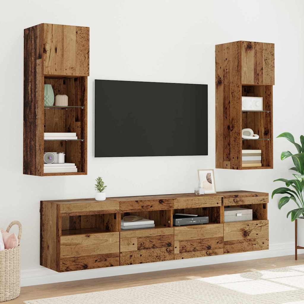 TV Veggskap 2 pcs Gamle tre 40 x 30 x 40 cm Konstruert tre