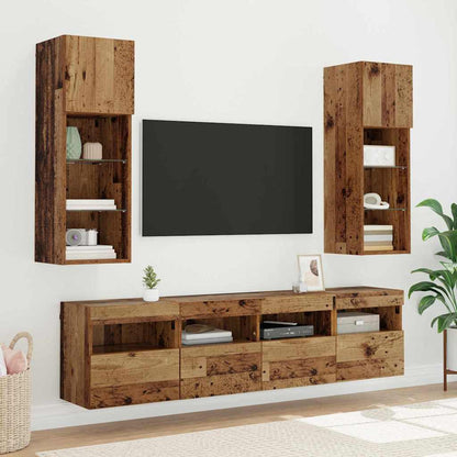 TV Veggskap 2 pcs Gamle tre 40 x 30 x 40 cm Konstruert tre