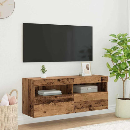 TV Veggskap med LED Gamle tre 100 x 30 x 40 cm Konstruert tre