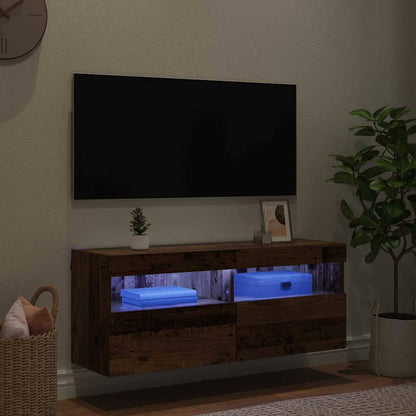 TV Veggskap med LED Gamle tre 100 x 30 x 40 cm Konstruert tre