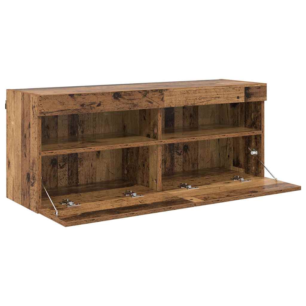TV Veggskap med LED Gamle tre 100 x 30 x 40 cm Konstruert tre