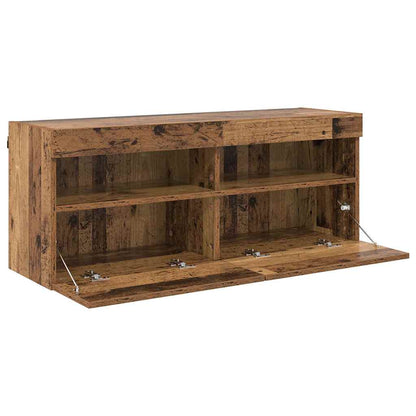 TV Veggskap med LED Gamle tre 100 x 30 x 40 cm Konstruert tre