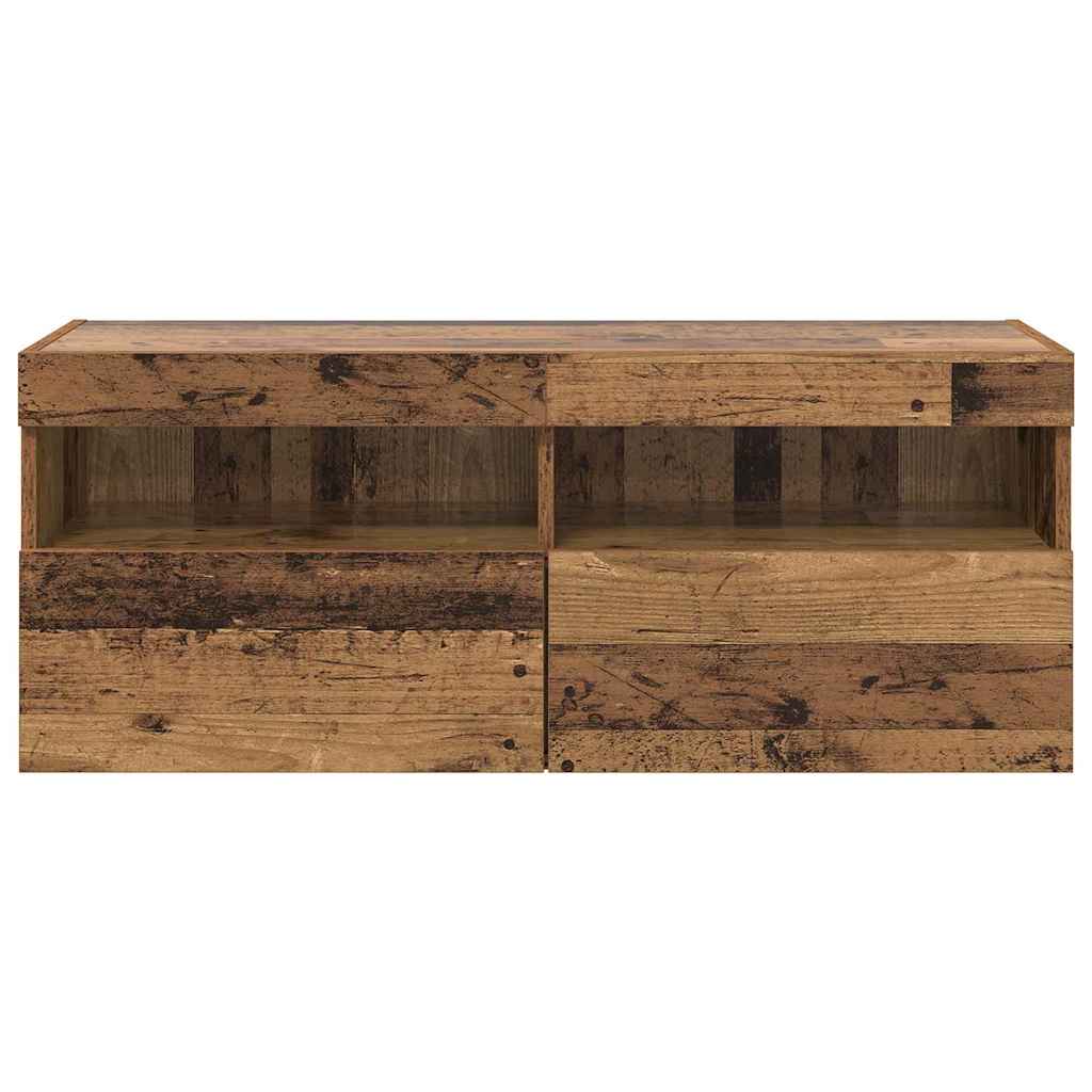 TV Veggskap med LED Gamle tre 100 x 30 x 40 cm Konstruert tre