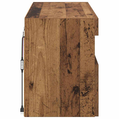 TV Veggskap med LED Gamle tre 100 x 30 x 40 cm Konstruert tre