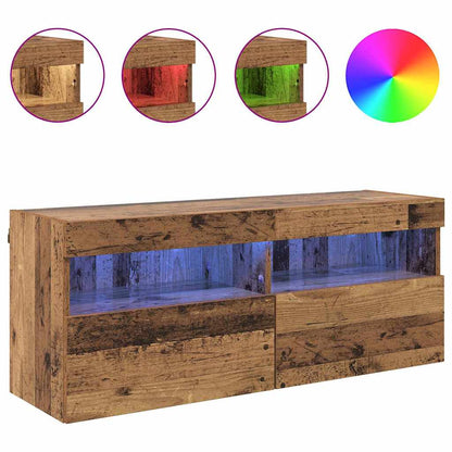 TV Veggskap med LED Gamle tre 100 x 30 x 40 cm Konstruert tre