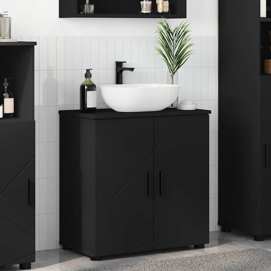 Baderomsskap med hylle Svart 61 x 35 x 64 cm Konstruert tre