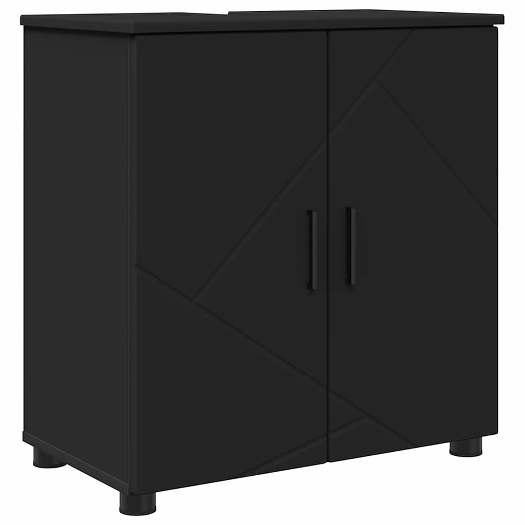 Baderomsskap med hylle Svart 61 x 35 x 64 cm Konstruert tre