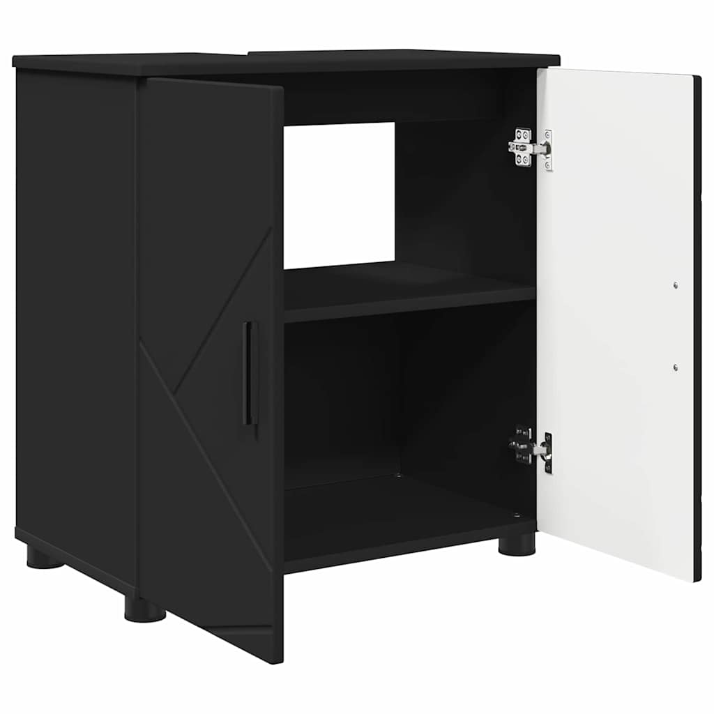 Baderomsskap med hylle Svart 61 x 35 x 64 cm Konstruert tre