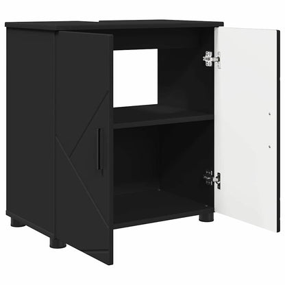 Baderomsskap med hylle Svart 61 x 35 x 64 cm Konstruert tre