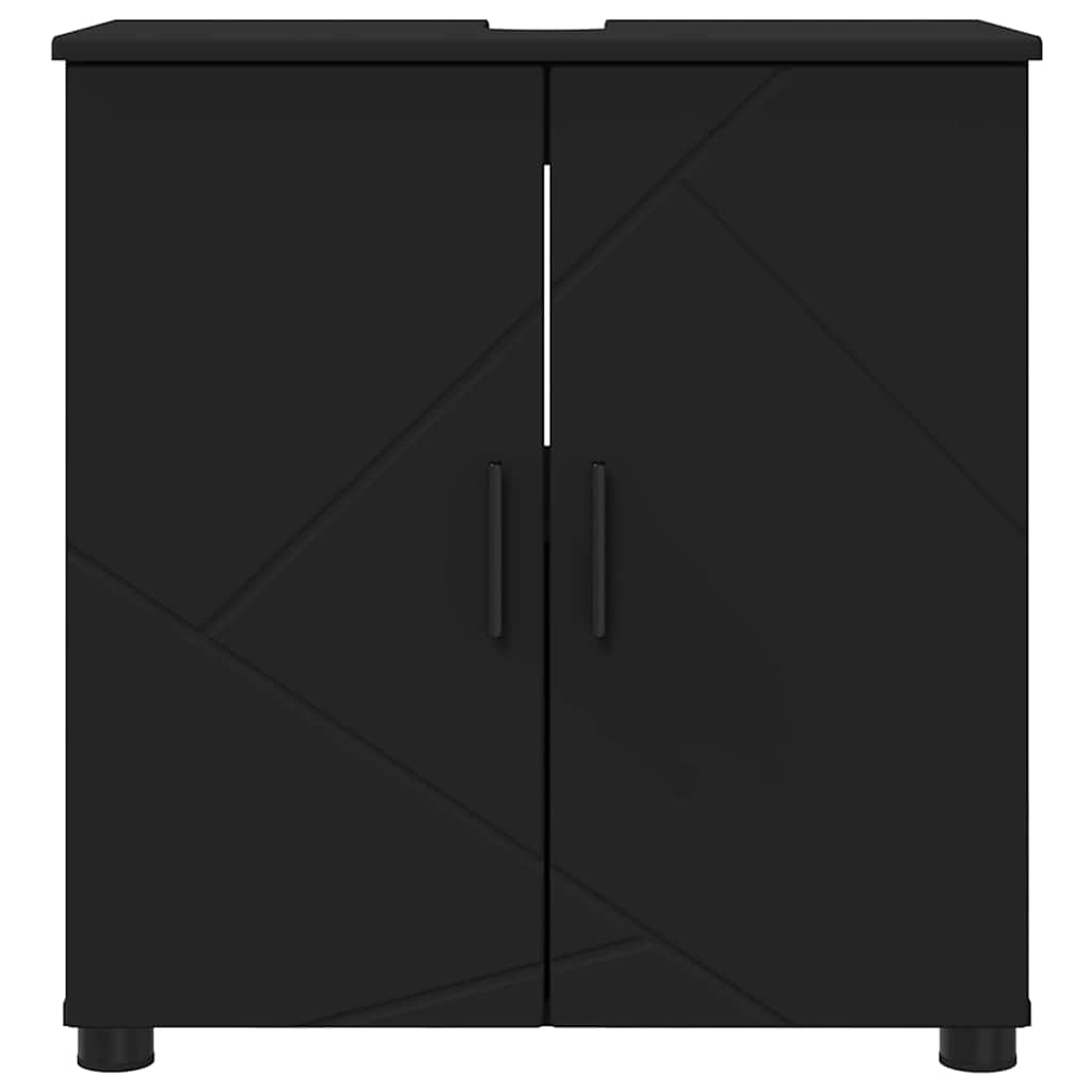 Baderomsskap med hylle Svart 61 x 35 x 64 cm Konstruert tre