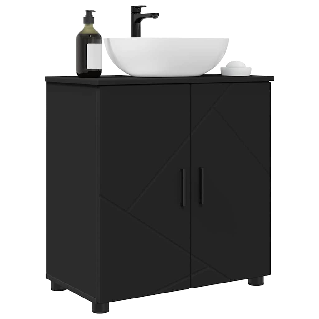 Baderomsskap med hylle Svart 61 x 35 x 64 cm Konstruert tre