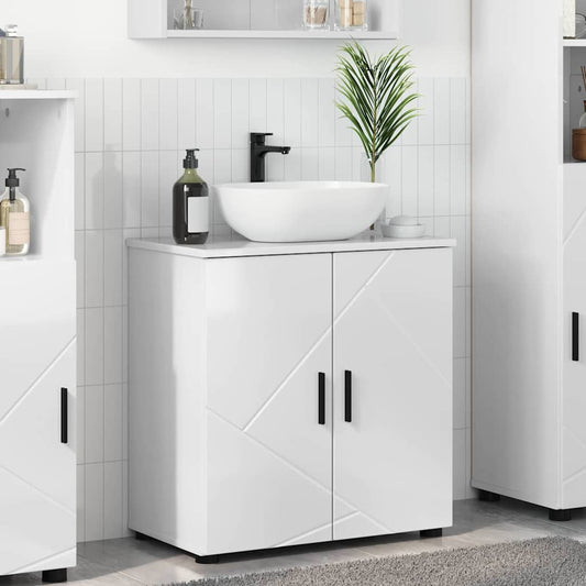 Baderomsskap Høyglans hvit 61 x 35 x 64 cm Konstruert tre