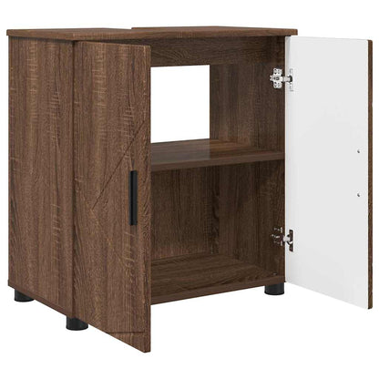 Baderomsskap med hylle brun eik 61 x 35 x 64 cm Konstruert tre
