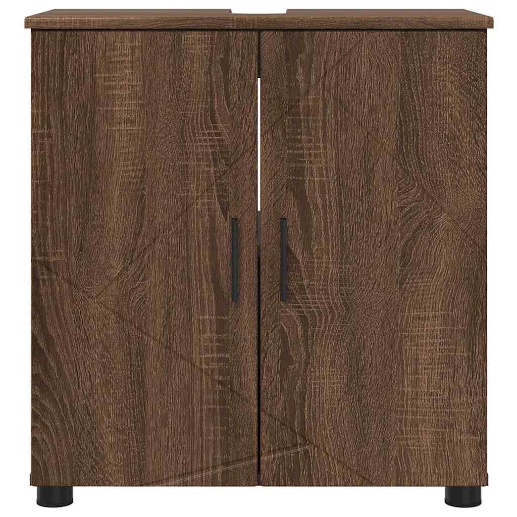 Baderomsskap med hylle brun eik 61 x 35 x 64 cm Konstruert tre