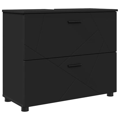 Baderomsskap med skuff Svart 76.5 x 35 x 64 cm Konstruert tre