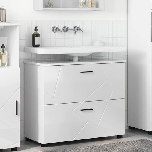 Baderomsskap Høyglans hvit 76.5 x 35 x 64 cm Konstruert tre