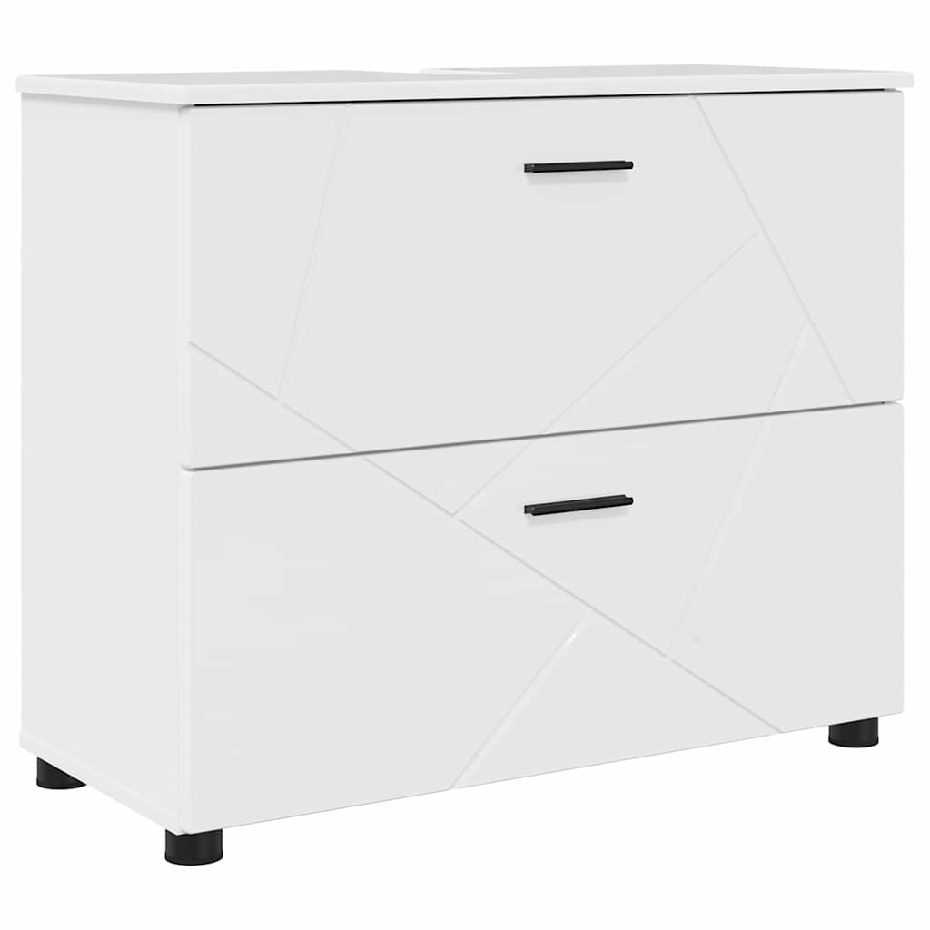 Baderomsskap Høyglans hvit 76.5 x 35 x 64 cm Konstruert tre
