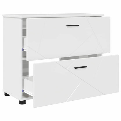Baderomsskap Høyglans hvit 76.5 x 35 x 64 cm Konstruert tre
