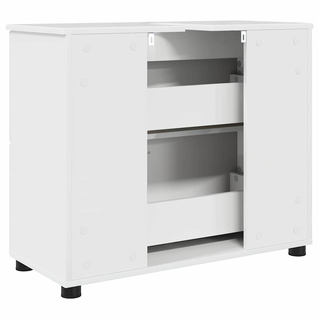 Baderomsskap Høyglans hvit 76.5 x 35 x 64 cm Konstruert tre
