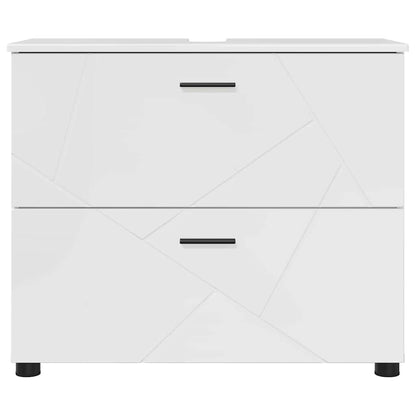 Baderomsskap Høyglans hvit 76.5 x 35 x 64 cm Konstruert tre
