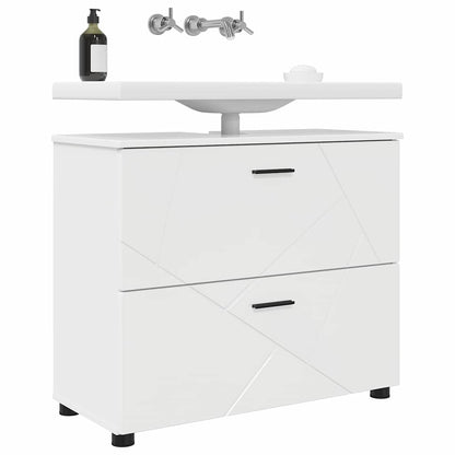 Baderomsskap Høyglans hvit 76.5 x 35 x 64 cm Konstruert tre