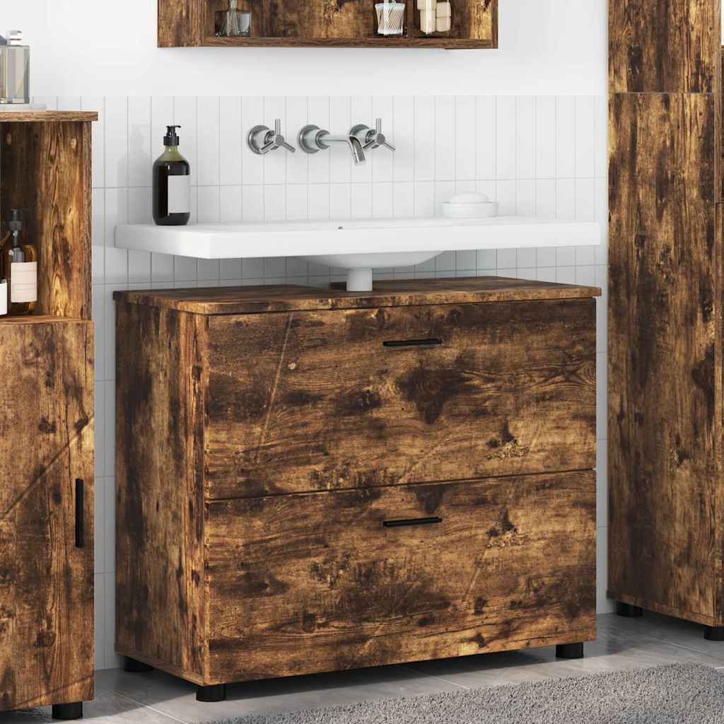 Baderomsskap Røkt eik 76.5 x 35 x 64 cm Konstruert tre