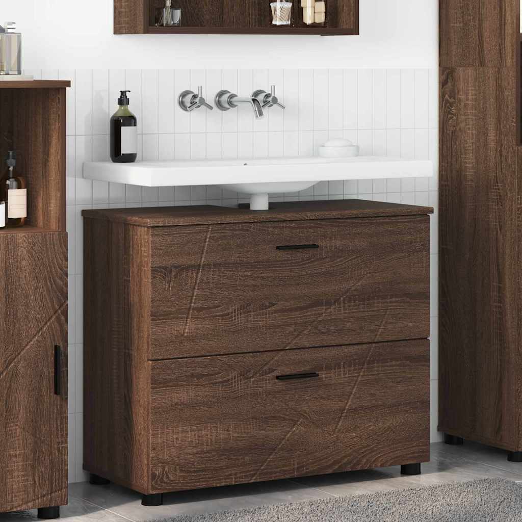 Baderomsskap brun eik 76.5 x 35 x 64 cm Konstruert tre