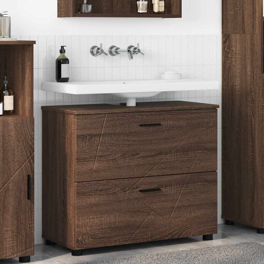Baderomsskap brun eik 76.5 x 35 x 64 cm Konstruert tre