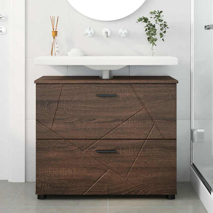 Baderomsskap brun eik 76.5 x 35 x 64 cm Konstruert tre