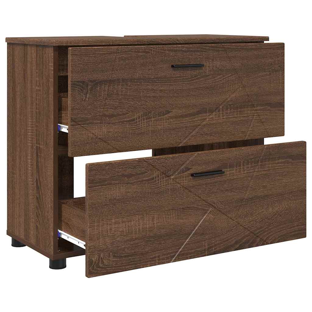 Baderomsskap brun eik 76.5 x 35 x 64 cm Konstruert tre