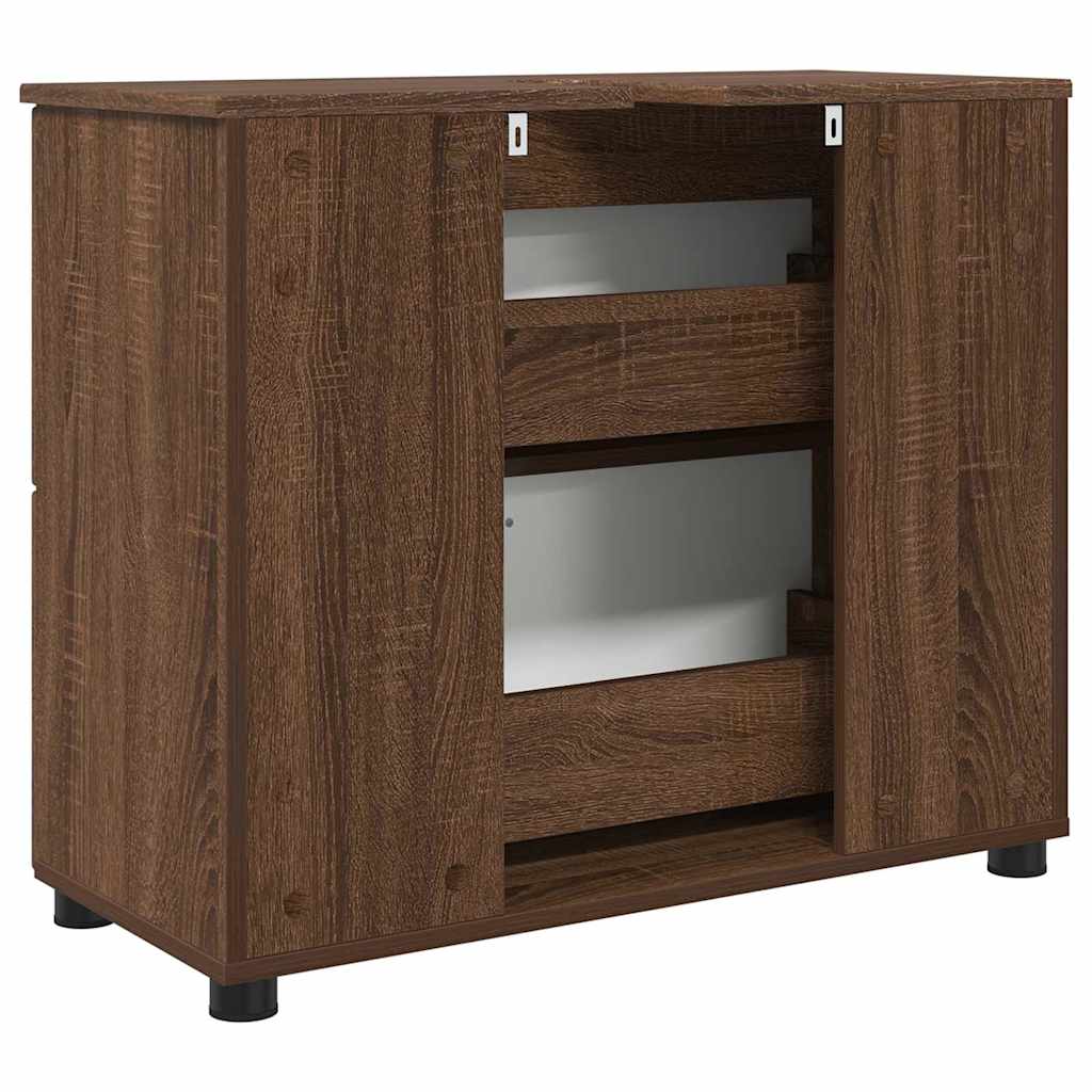 Baderomsskap brun eik 76.5 x 35 x 64 cm Konstruert tre