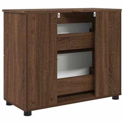 Baderomsskap brun eik 76.5 x 35 x 64 cm Konstruert tre