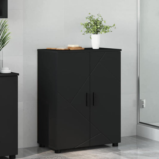 Baderomsskap med hylle Svart 60 x 35 x 80 cm Konstruert tre