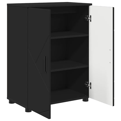 Baderomsskap med hylle Svart 60 x 35 x 80 cm Konstruert tre