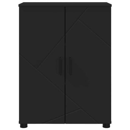 Baderomsskap med hylle Svart 60 x 35 x 80 cm Konstruert tre