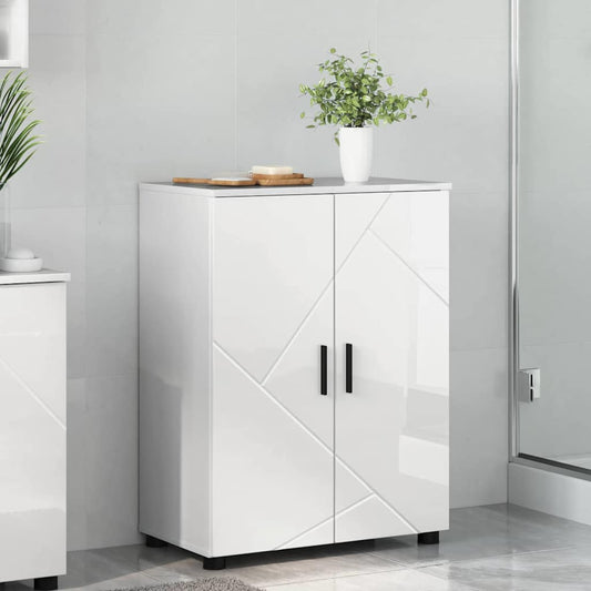 Baderomsskap Høyglans hvit 60 x 35 x 80 cm Konstruert tre