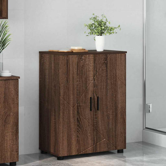 Baderomsskap med hylle brun eik 60 x 35 x 80 cm Konstruert tre