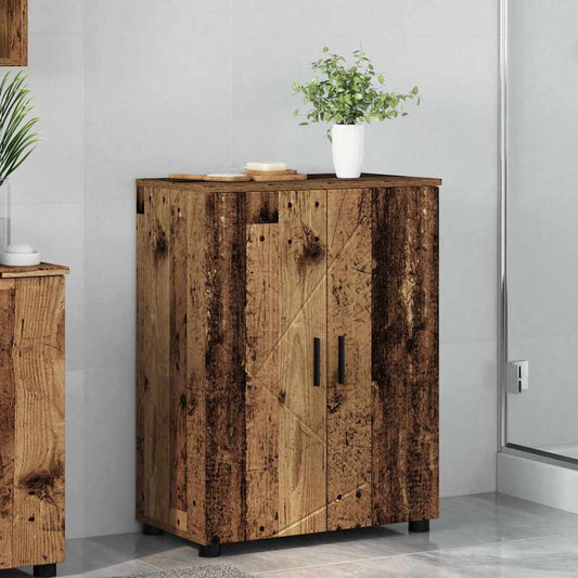 Baderomsskap med dør Gammelt tre 60 x 35 x 80 cm Konstruert tre