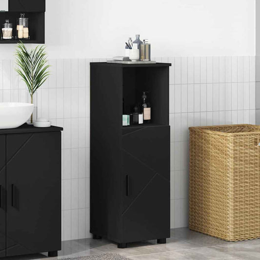 Baderomsskap med hylle Svart 30 x 35 x 95 cm Konstruert tre