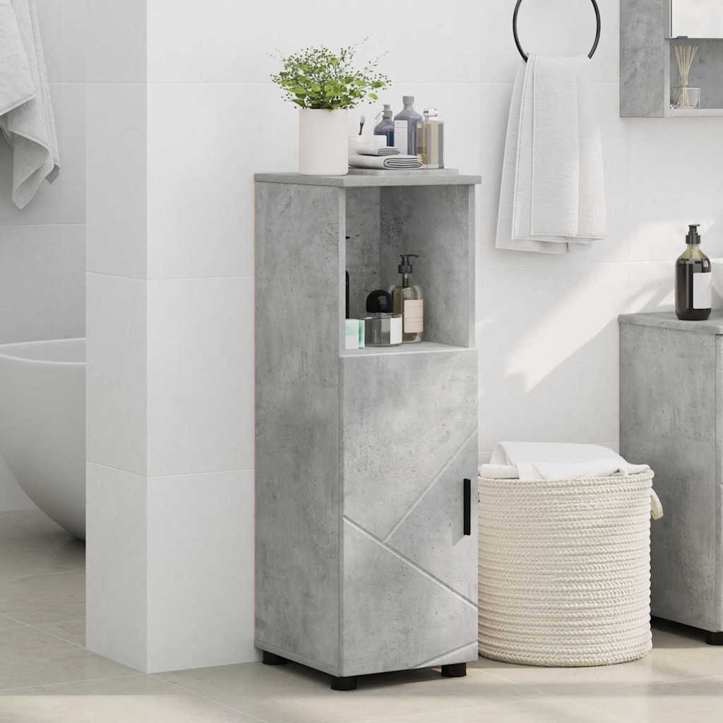 Baderomsskap med hylle Betonggrå 30 x 35 x 95 cm Konstruert tre