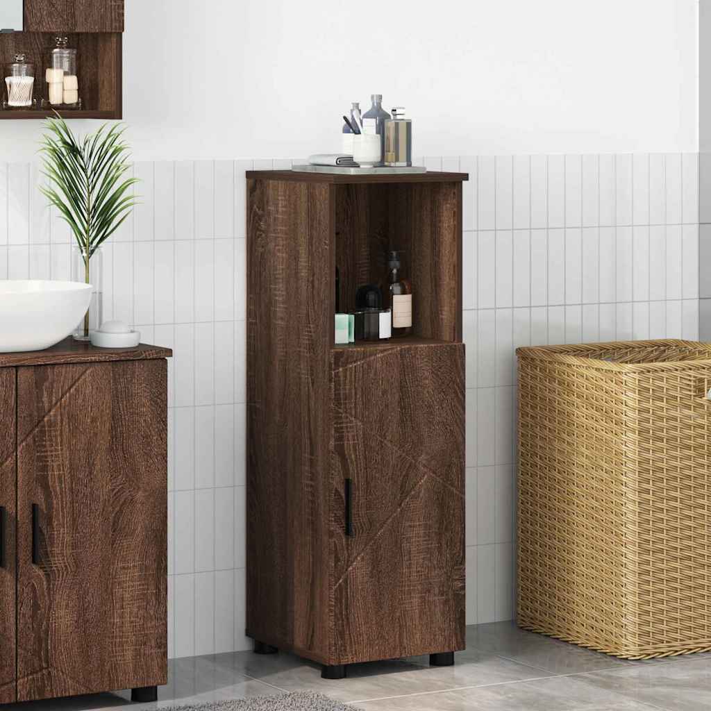 Baderomsskap med hylle brun eik 30 x 35 x 95 cm Konstruert tre