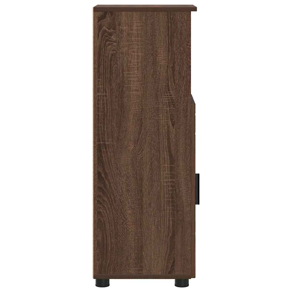 Baderomsskap med hylle brun eik 30 x 35 x 95 cm Konstruert tre